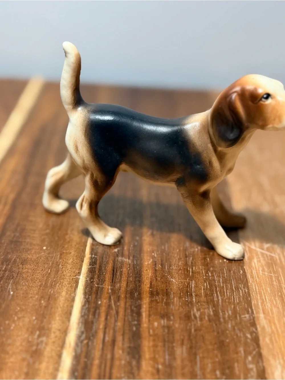 1970s Japanese Porcelain Beagle Figurine Miniature Knick Knack Mid Century Decor